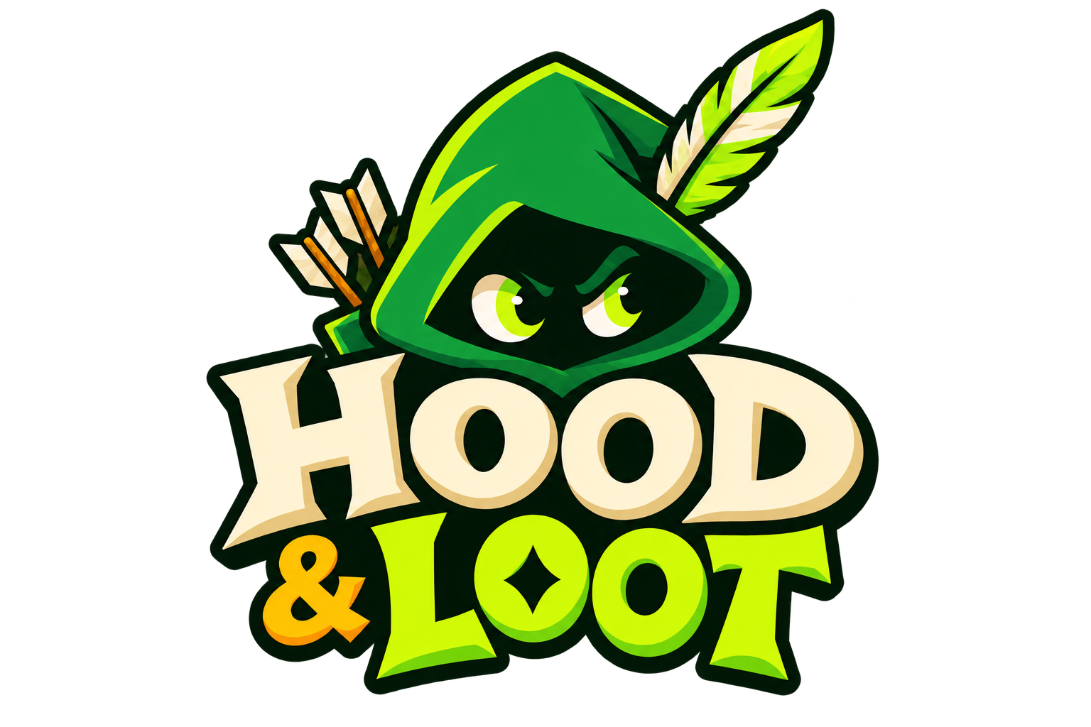 A green-hooded forest outlaw — the Hood & Loot mascot